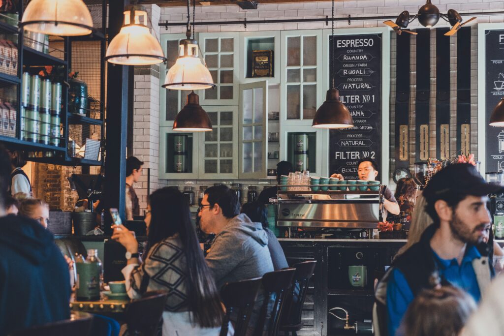 Crowded coffee shop