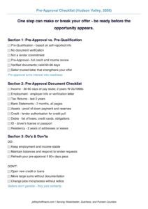 Cover of Pre-approval Checklist