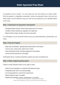 Cover of the Seller Appraisal Prep Sheet