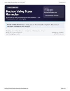 Cover of the Hudson Valley Buyer Gameplan