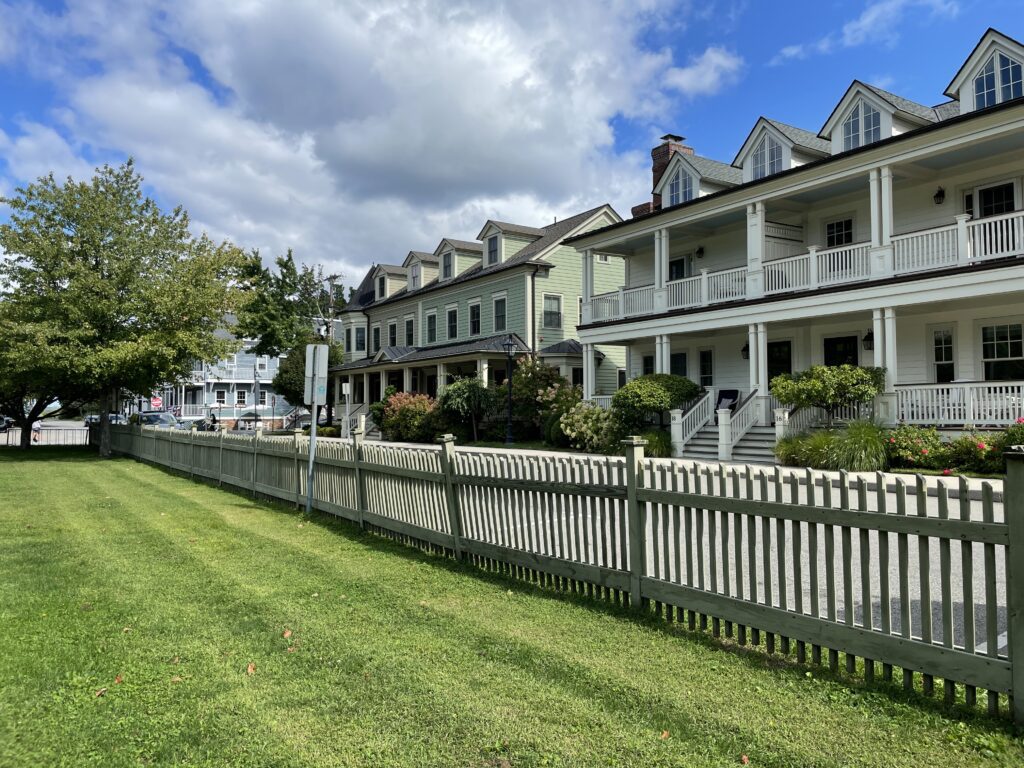 A row of townhouses on the Hudson River in Cold Spring, NY.
