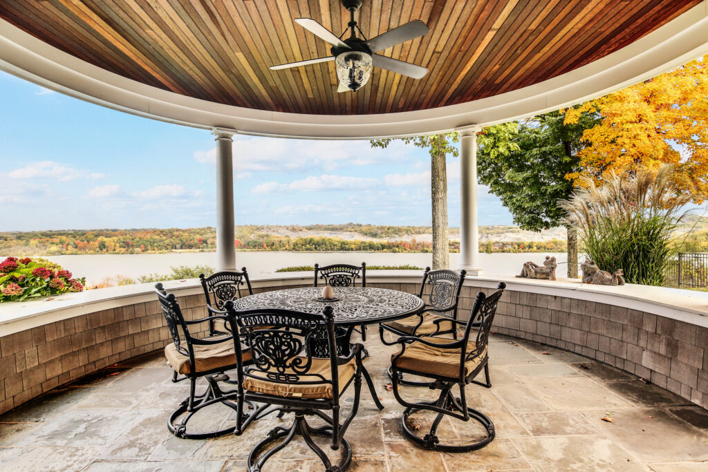 View of the Hudson River from the patio of a home in Milton, NY.
